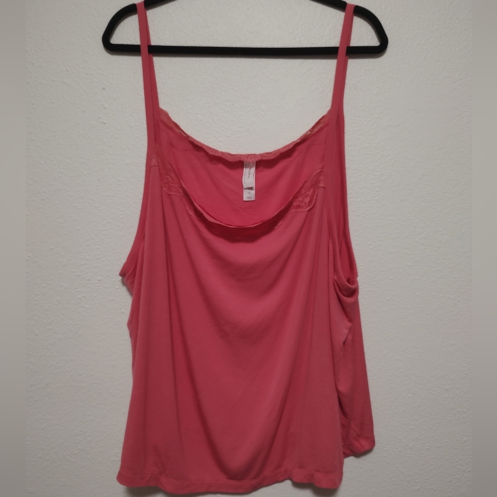 Auden Pink Tank Top & Tie Waist Shorts Lace Accent Sleep Lounge Set Size 3X - Picture 3 of 15